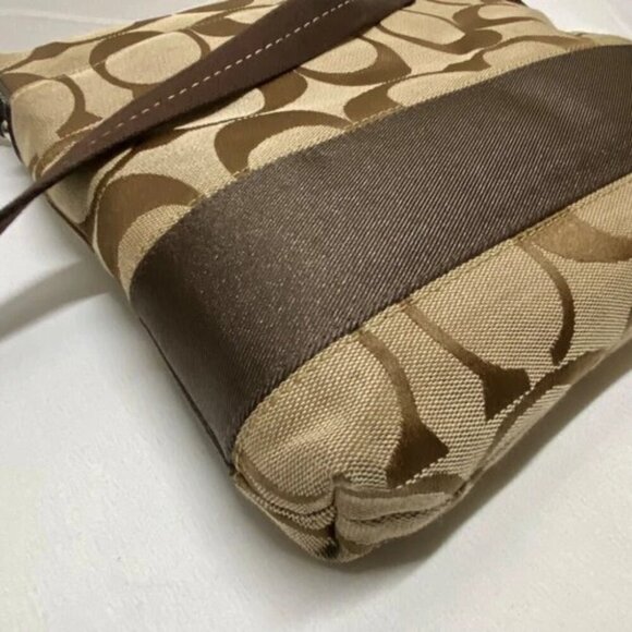 Coach Signature Stripe Crossbody Shoulder Bag F19220 Brown/Tan Classic Jaquard - Picture 6 of 15